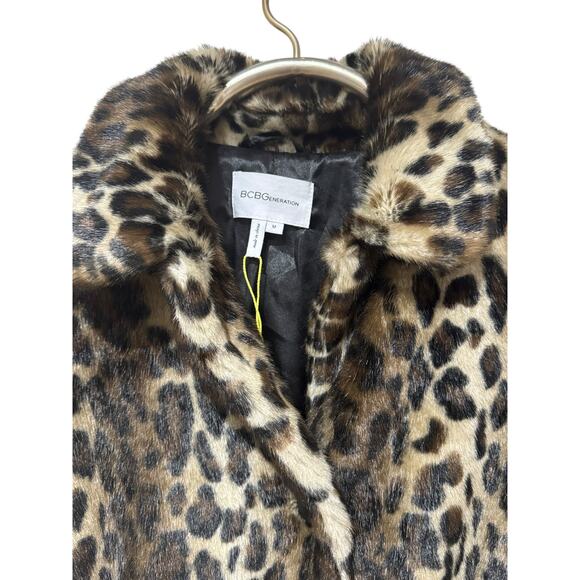 BCBG Generation Cheetah Leopard Faux Fur Coat  M - Picture 7 of 13